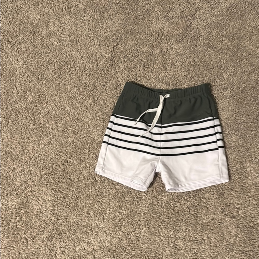Kids Striped Green and White Shorts